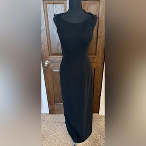 Vintage Chris Kole Black full length lace back gown size 8, lined
